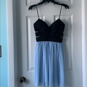Baby blue and black mini dress
